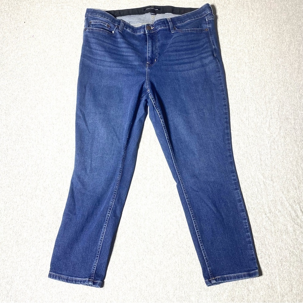 Calvin Klein Skinny Jeans Women's 20W Blue Crop Capri Stretch High Rise Denim